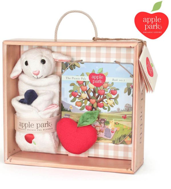 Lamby Blankie, Book and Rattle Gift Crate - Apple Park