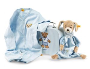 Good Night Dog Gift Set - Comforter & Romper - Steiff Babyworld - Blue, 28cm
