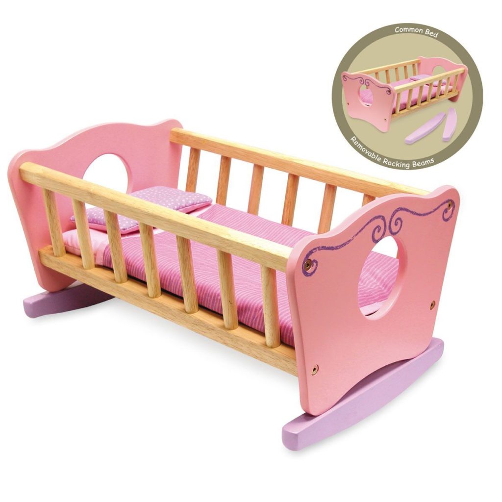 Dollie Rocking Cradle Pink Wooden Doll Bed Im Toy Eco Sustainable Rubber Wood The Bush