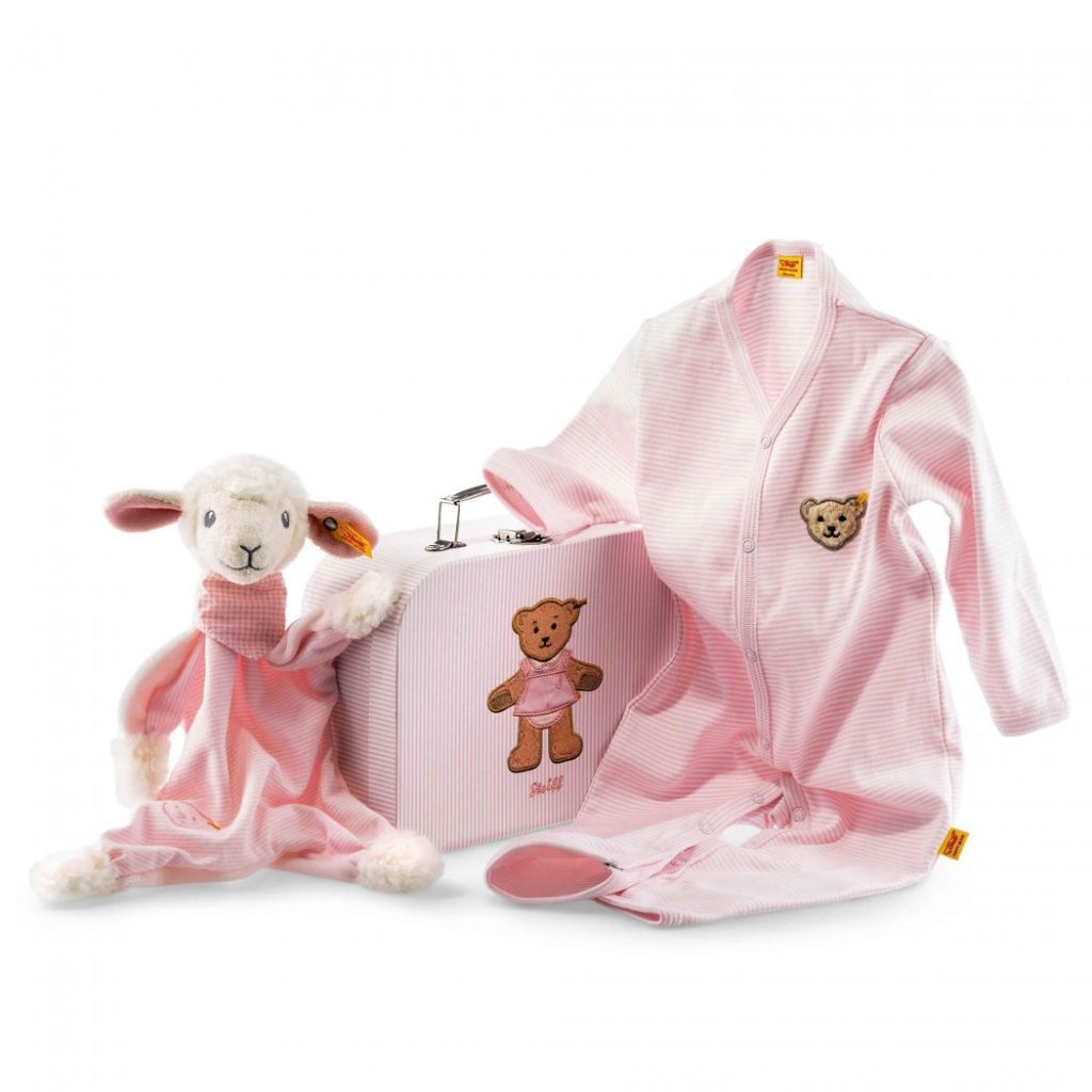  Details about STEIFF Original PINK Sweet Dreams LAMB - Gift Set COMFORTER & ROMPER - BABYWORLD