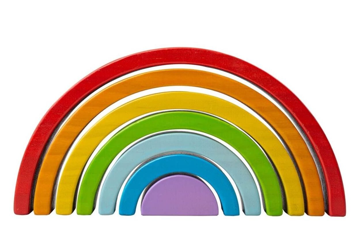 Wooden Rainbow Stacker (Small), coloured stacking blocks - Bigjigs Toys