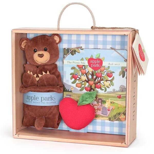 Cubby Blankie, Book and Rattle Gift Crate - Apple Park