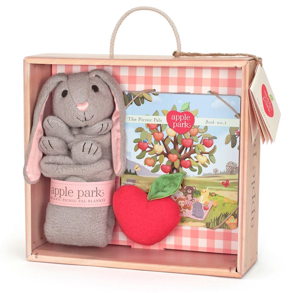 Bunny Blankie, Book and Rattle Gift Crate - Apple Park