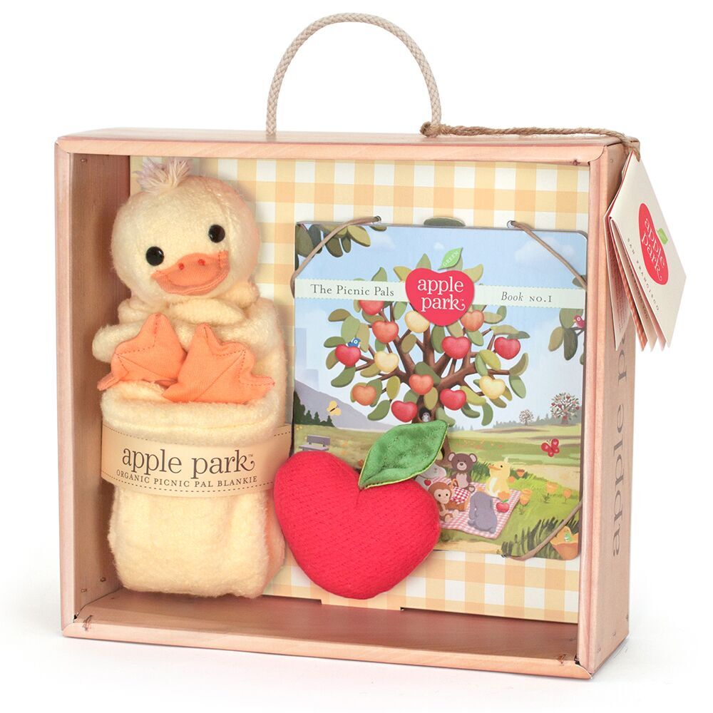 Ducky Blankie, Book and Rattle Gift Crate - Apple Park