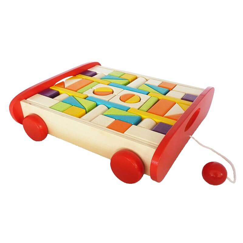 Wooden Block Trolley Set (54 pieces) - Artiwood Toys