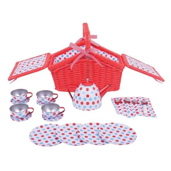 Spotted Basket Tea Set - Bigjigs Toys