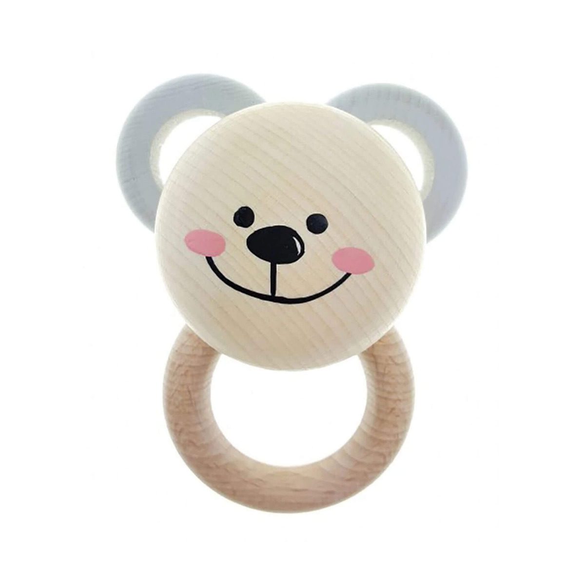Wooden Bear Teether - Natural Pink - Hess-Spielzeug