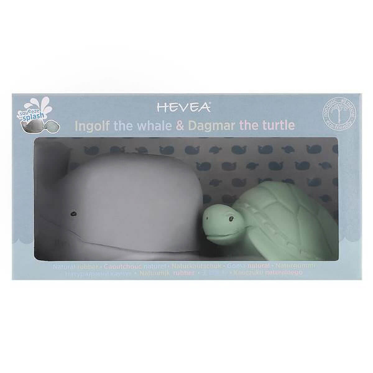 Whale (Grey - Ingolf) and Turtle (Mint- Dagmar) Gift Set - Natural Rubber - Hevea