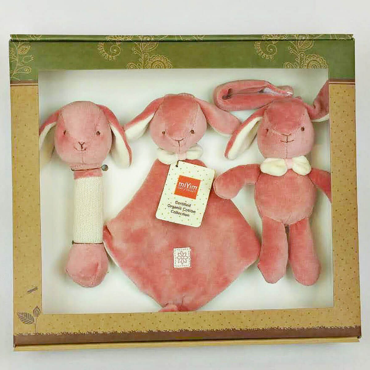 Bunny Stick Rattle, Lovie and Stroller Toy Gift Set - MiYim