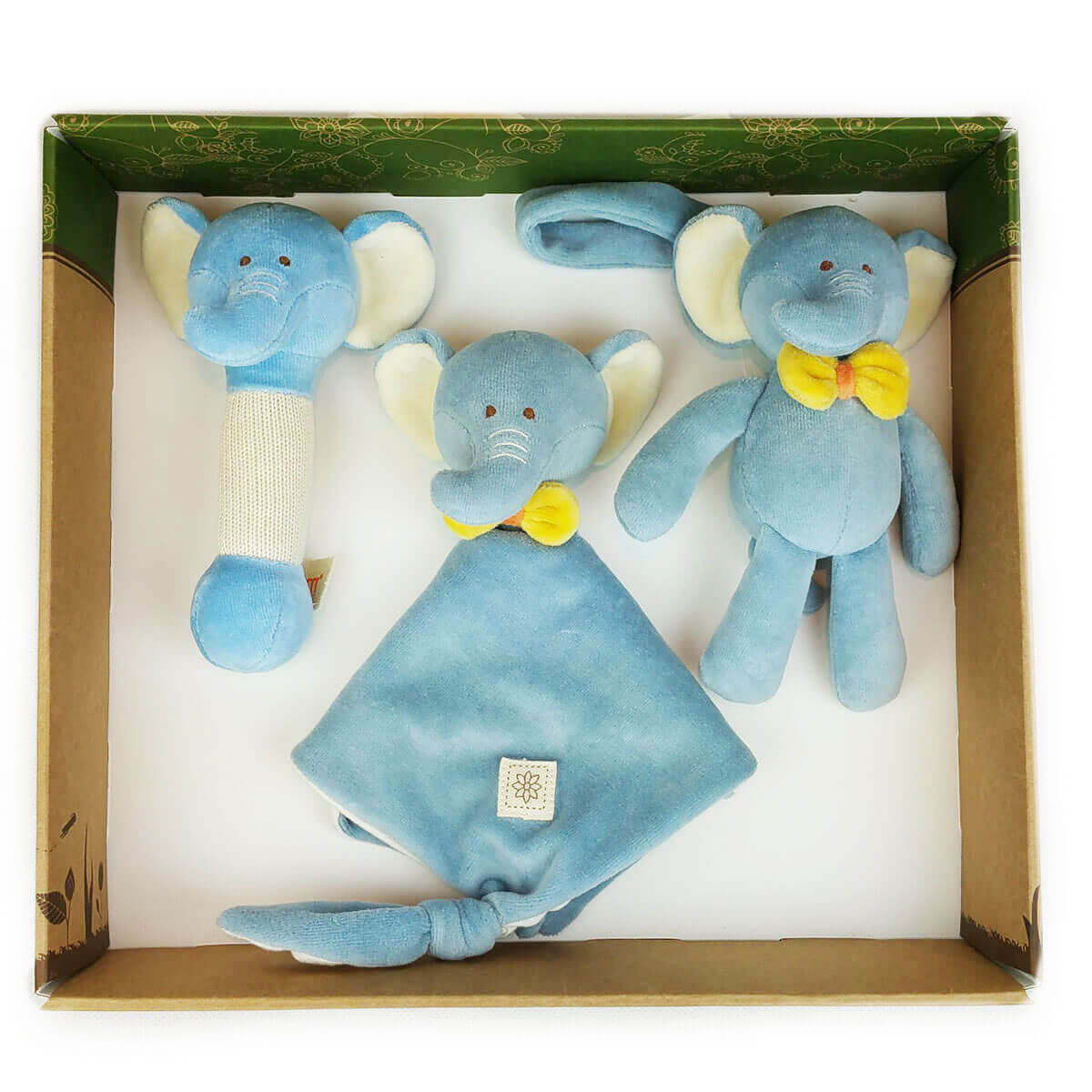 Elephant Stick Rattle, Lovie and Stroller Toy Gift Set - MiYim