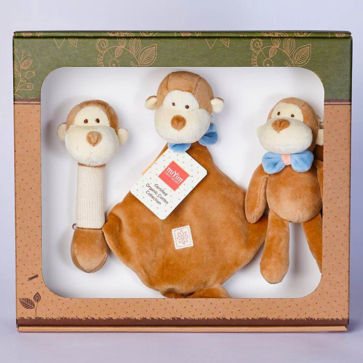 Monkey Stick Rattle, Lovie and Stroller Toy Gift Set - MiYim