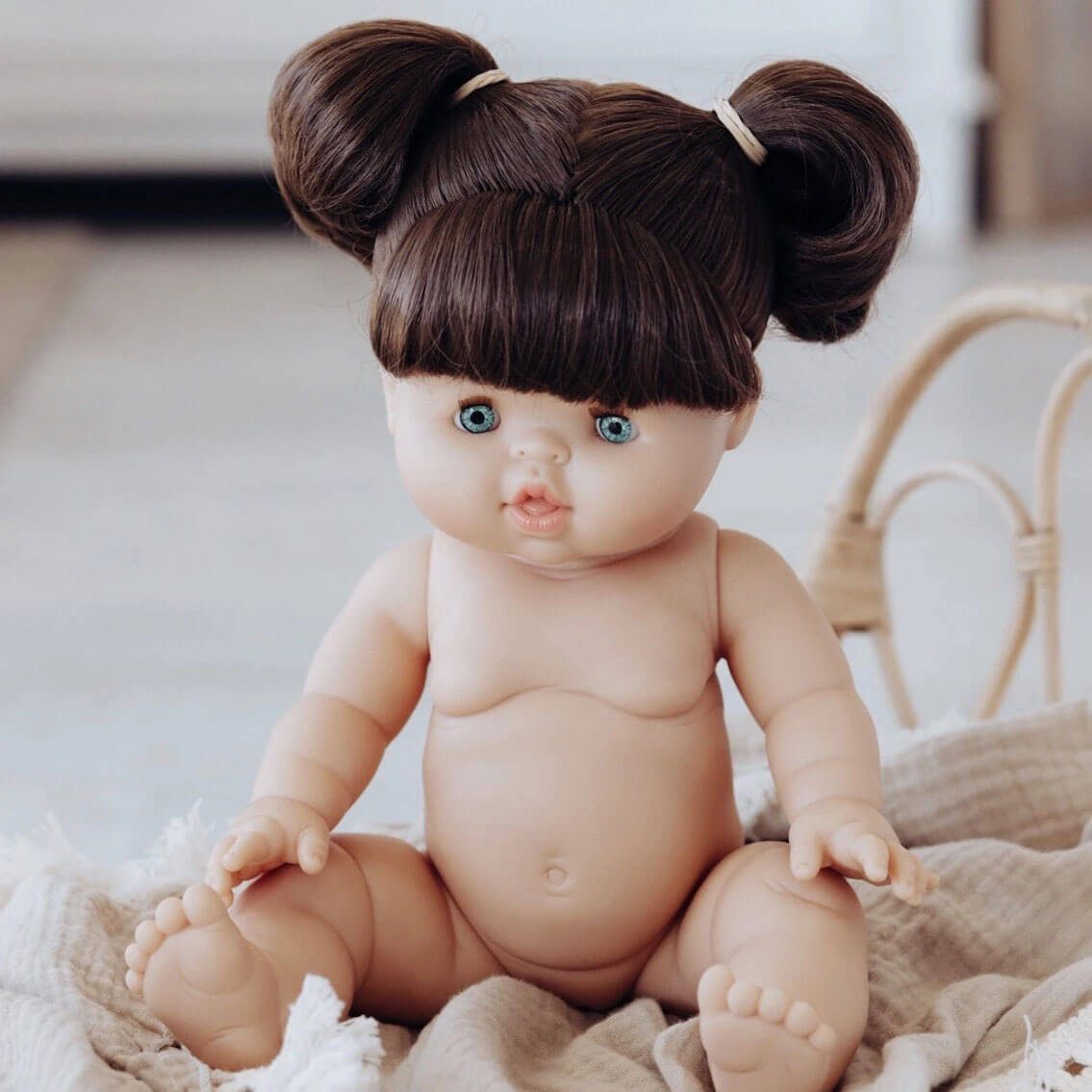 Daisy Gordis Baby Doll - Brunette Girl with Pigtails - Paola Reina