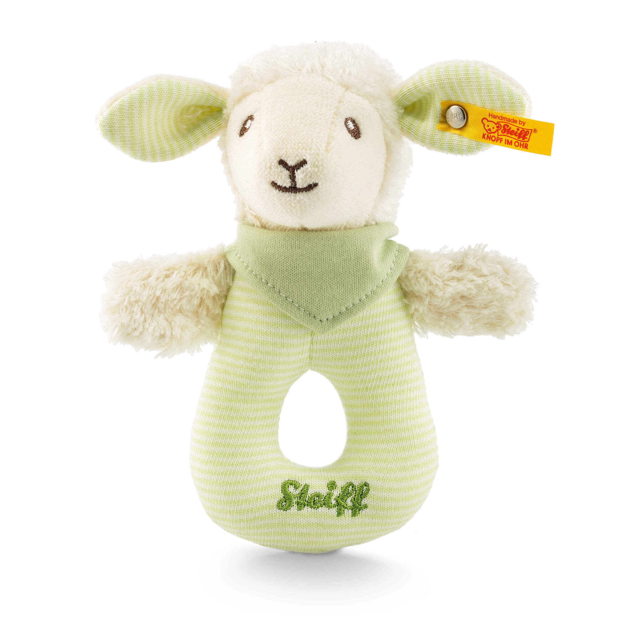 Lenny Lamb Grip Toy with Rattle - Steiff Babyworld - Green, 15cm